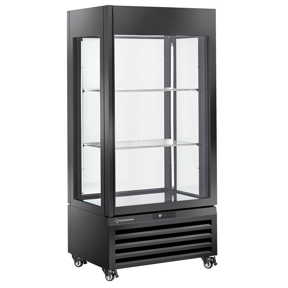Fully glassed showcase" 600 Lt., 1 level + 2 shelves, ventilated - WINE - BLACK