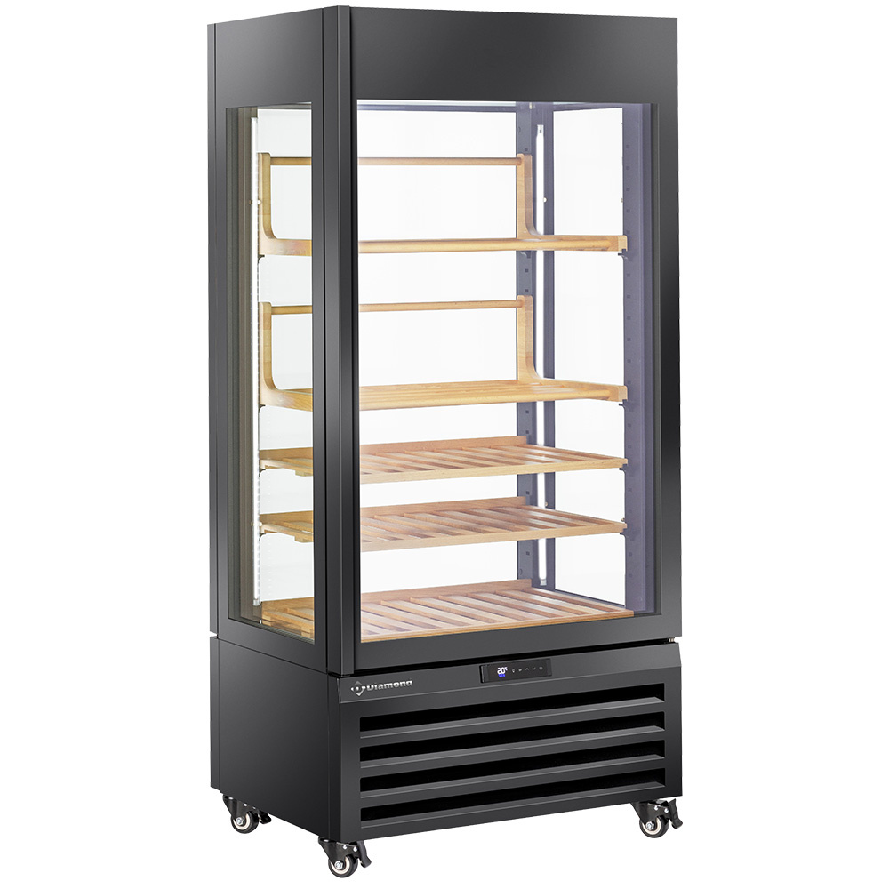 Fully glassed showcase" 600 Lt., 1 level + 4 shelves, ventilated - WINE - BLACK