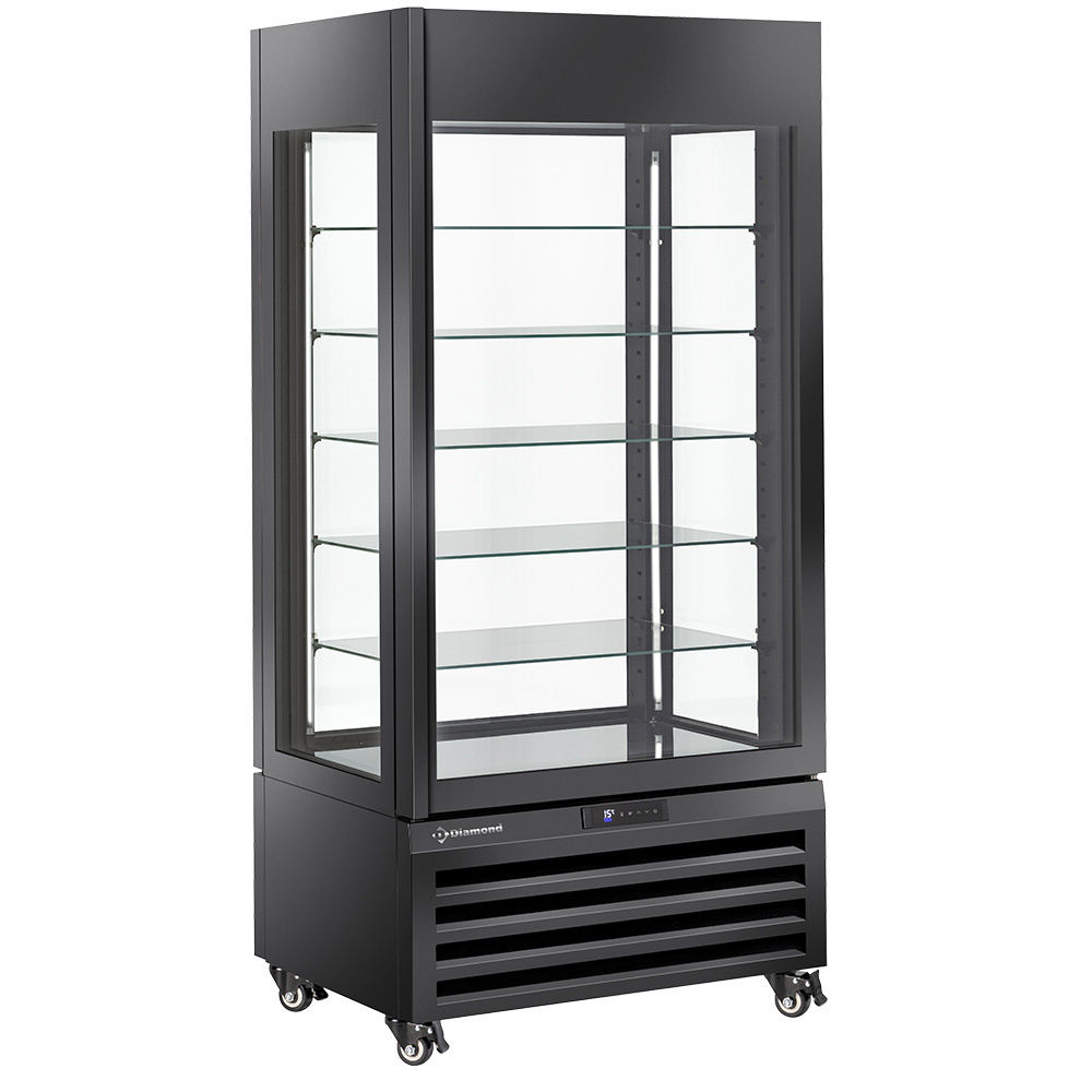 Fully glassed showcase" 600 Lt., 5 glass levels, ventilated - CHOCOLATE - BLACK