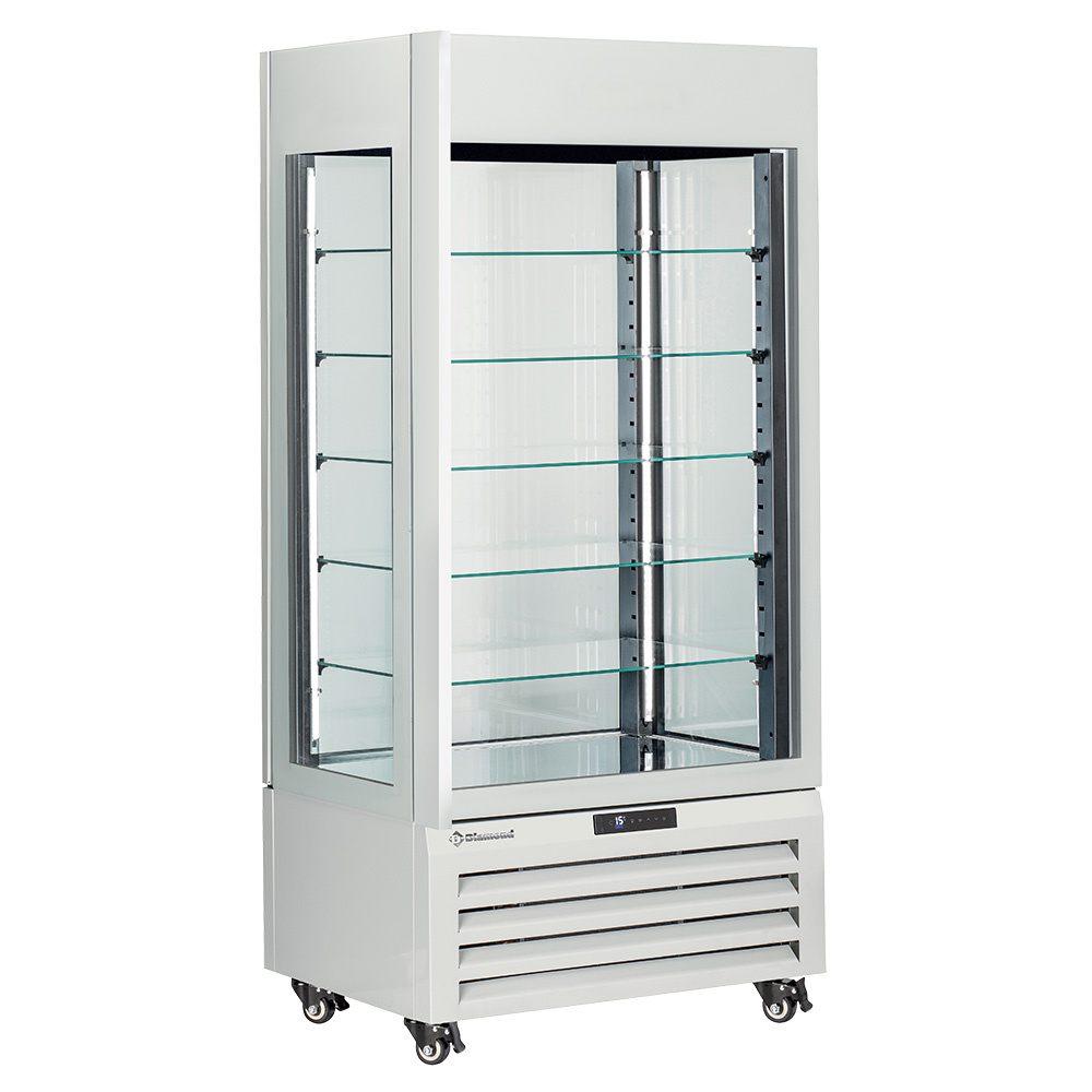 Fully glassed showcase" 600 Lt., 5 glass levels, ventilated - CHOCOLATE - WHITE