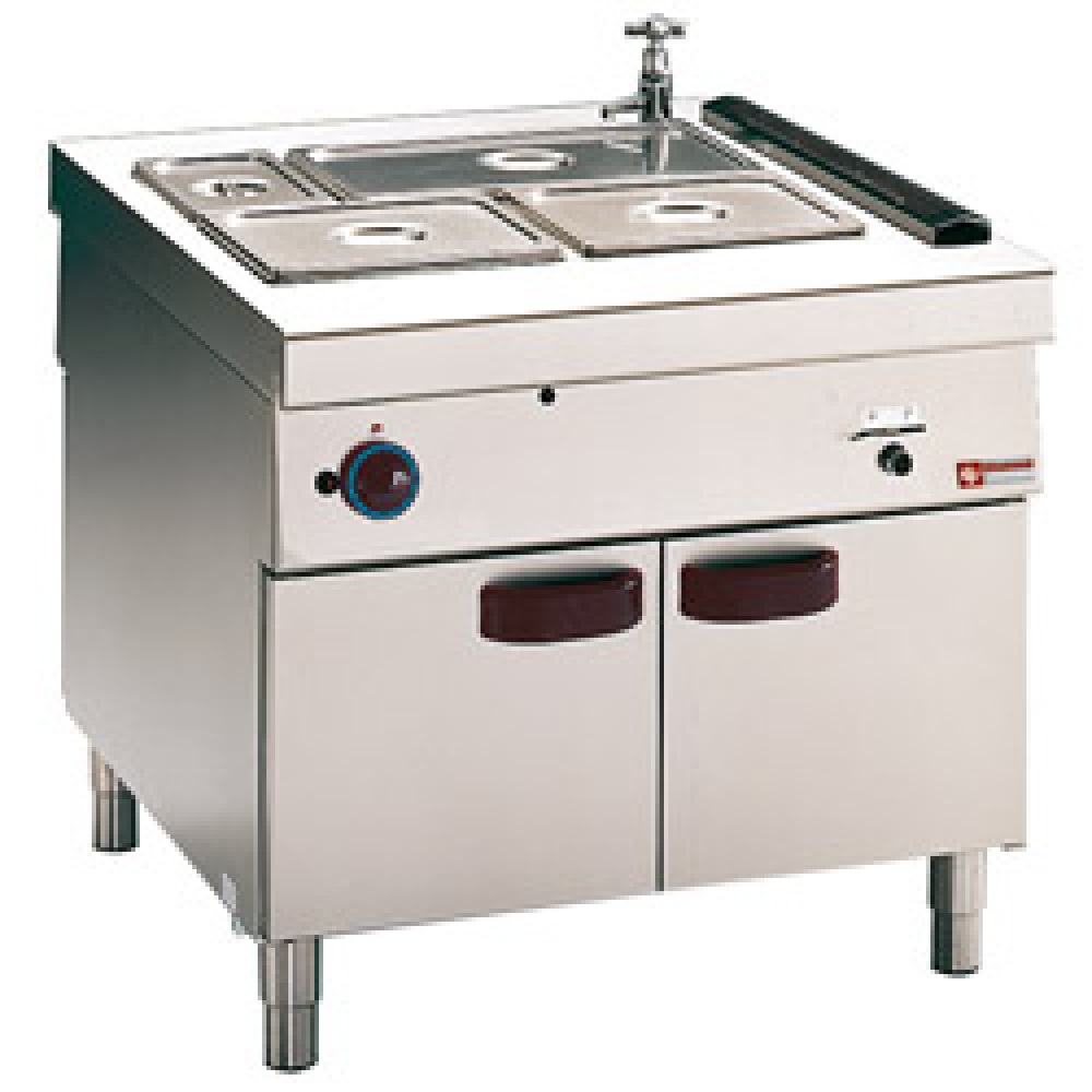 Gas bain-marie 2 GN 1/1 + 2 GN 1/3, open cupboard "service hatch"