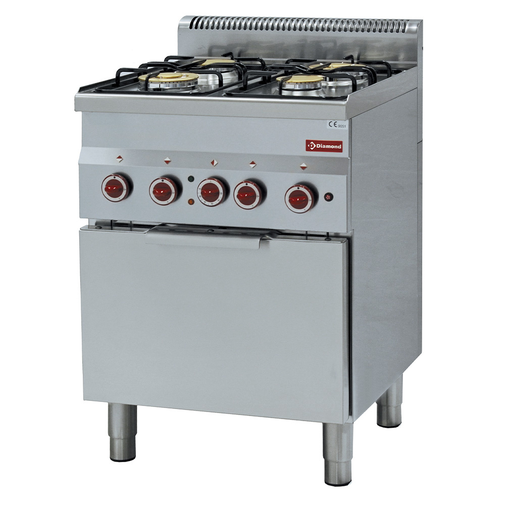 Gas stove 4 burners and electric convection oven GN 2/3