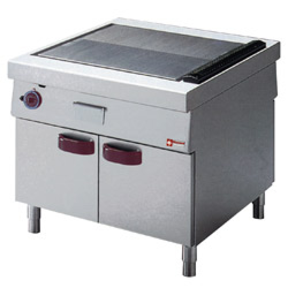 Grill cooking plate flat/ribbed, open cupboard, "service hatch"