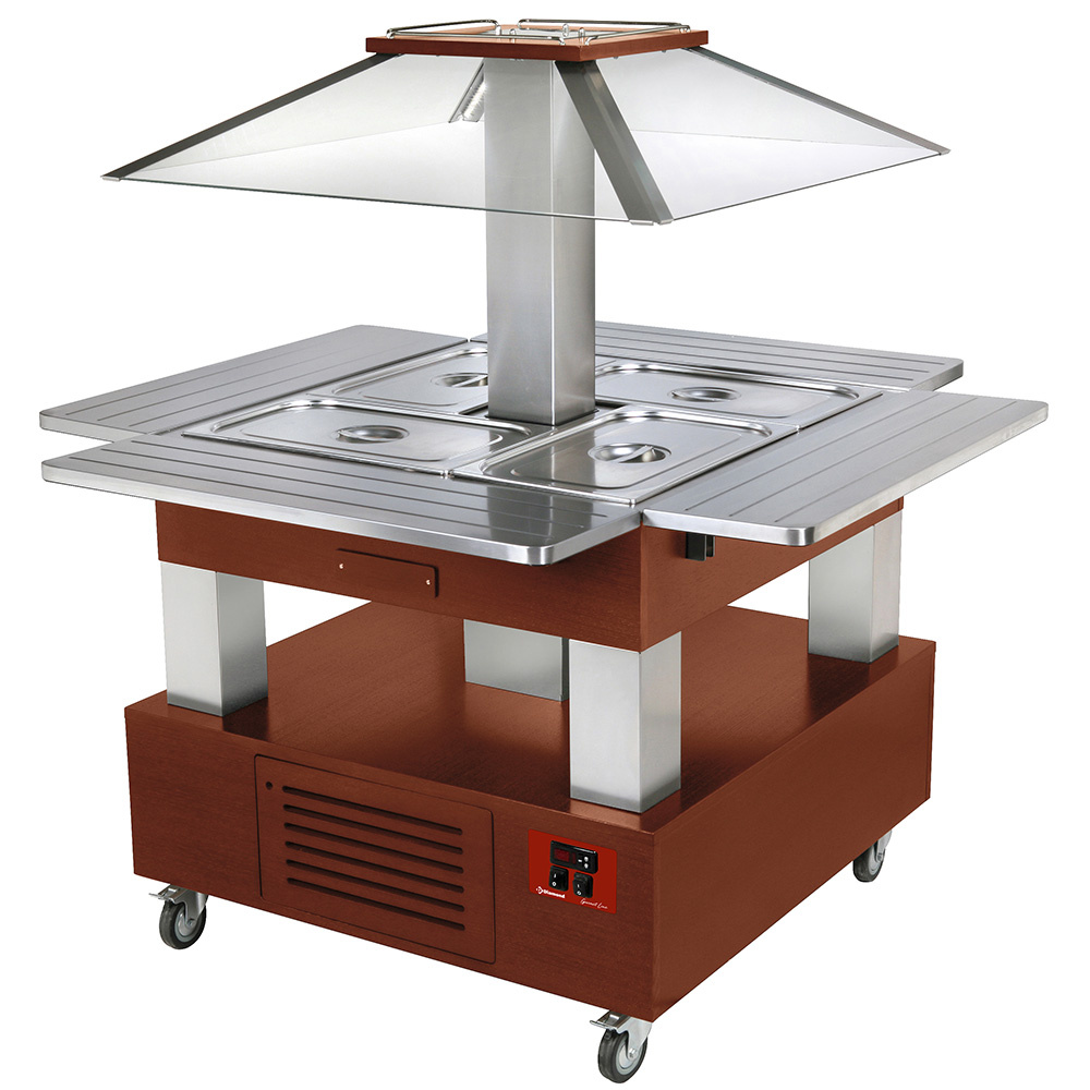Island Buffet - Refrigerated salad bar, 4x GN1/1-150 (Mahogany wood)