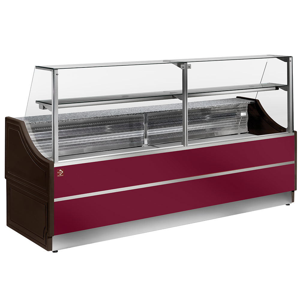 Neutral glas displays staight panel 90°, without storeroom