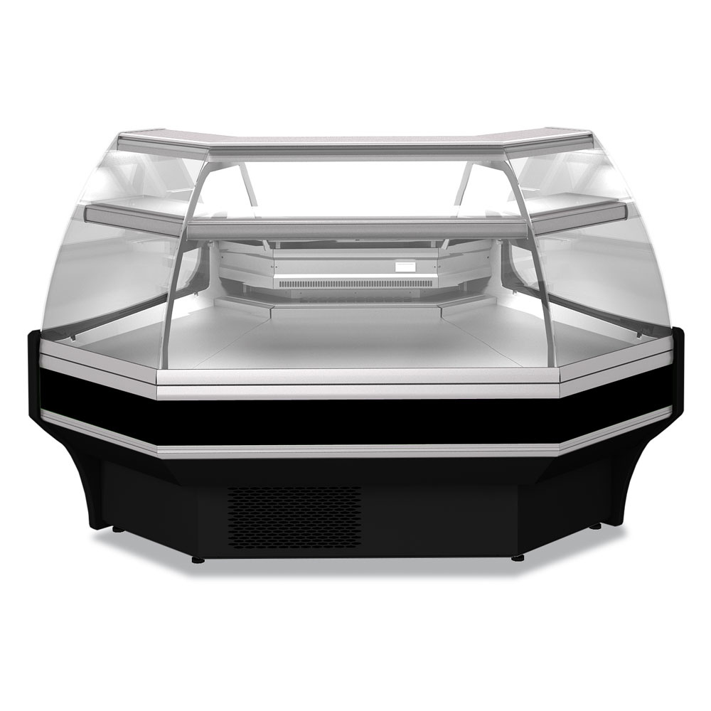 Open angle 90°, ventilated, low glass, 3 sides  BLACK