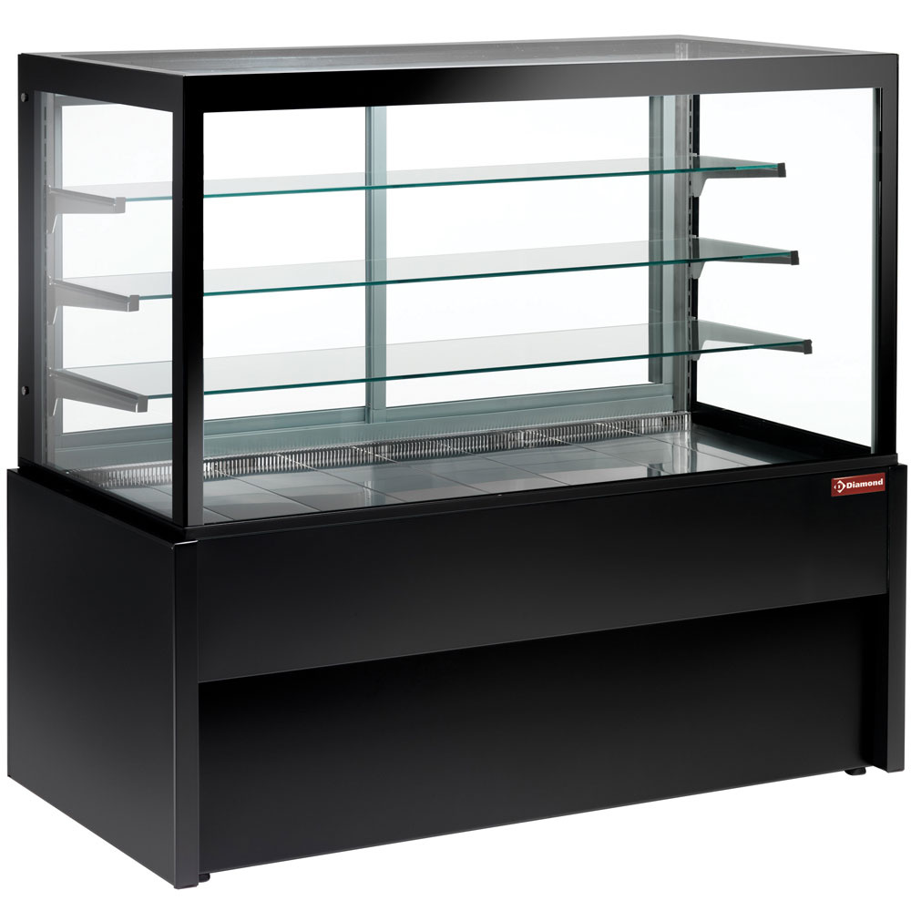 Panoramic display counter, heated, 4 levels, without storage room - BLACK