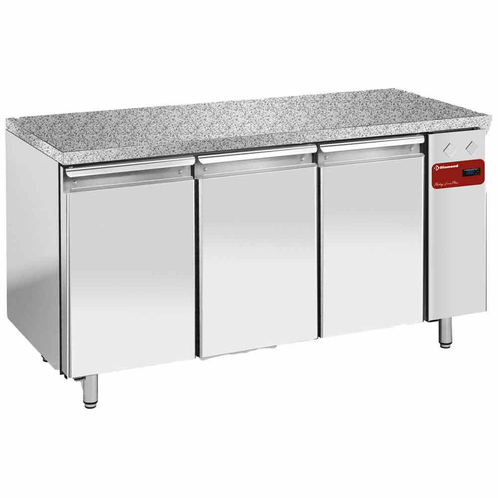Refrig. table, vent., 3 doors EN 600x400 - Granite Top (without group)