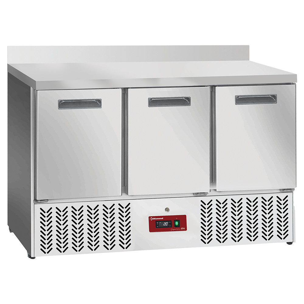 Refrigerated counter 3 doors GN 1/1, with backsplash