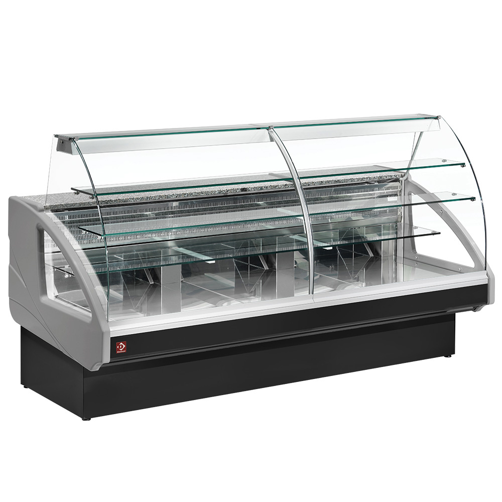 Refrigerated display counter, static, drawer system, without reserve - GREY/BLACK
