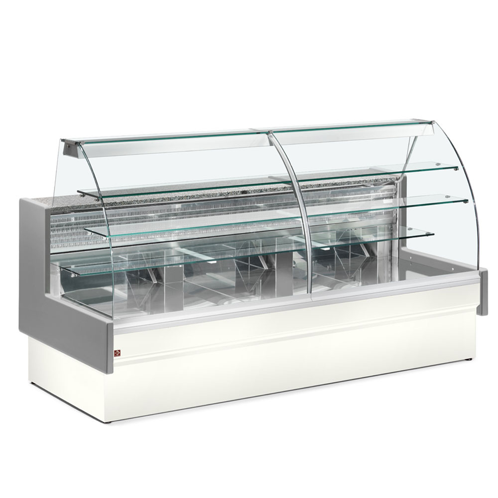Refrigerated display counter, static, drawer system, without reserve - GREY/WHITE