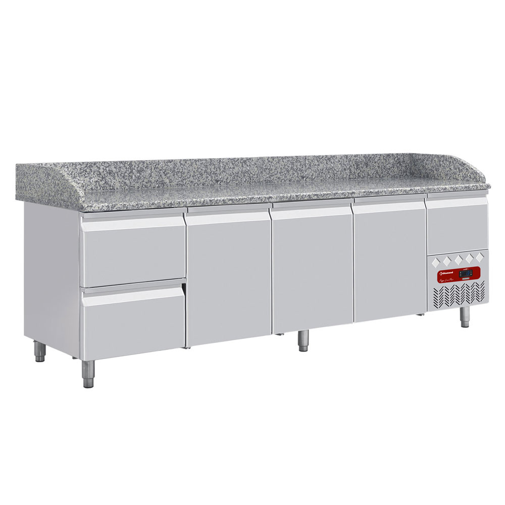 Refrigerated tables 3 doors 600x400, 2 neutral drawers (8x trays 600x400) + utensils drawer