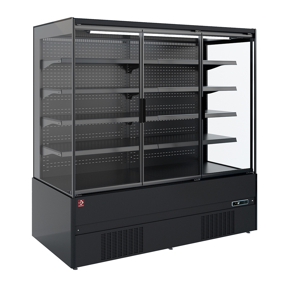 Refrigerated wall element, self-service, swing doors - FULL BLACK