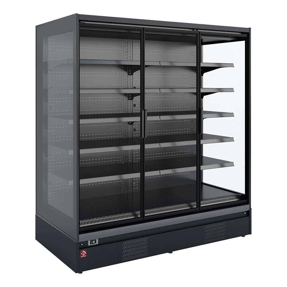 Refrigerated wall element, self-service, swing doors - FULL BLACK