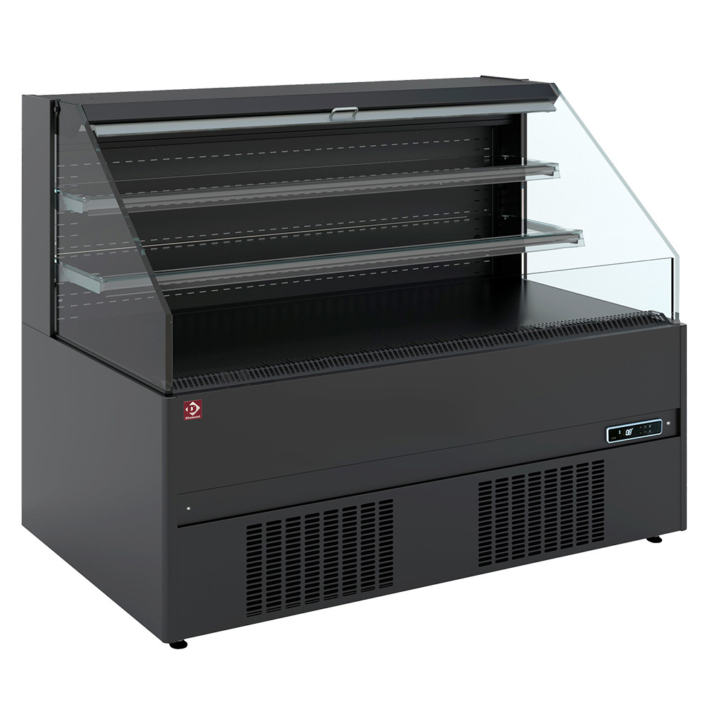 Semi-wall refrigerated unit, self-service, open - BLACK