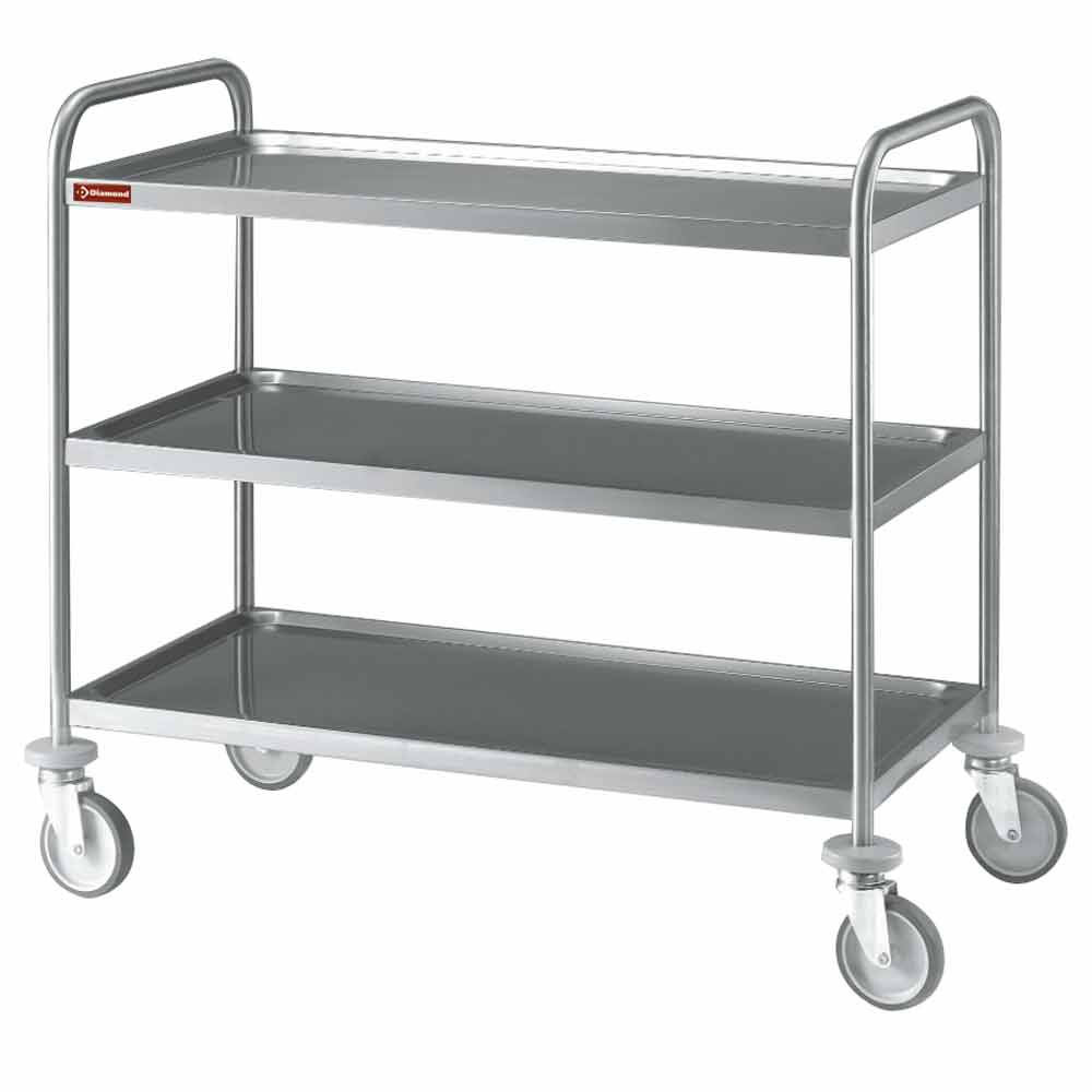 Serving trolley stainless steel 3 levels