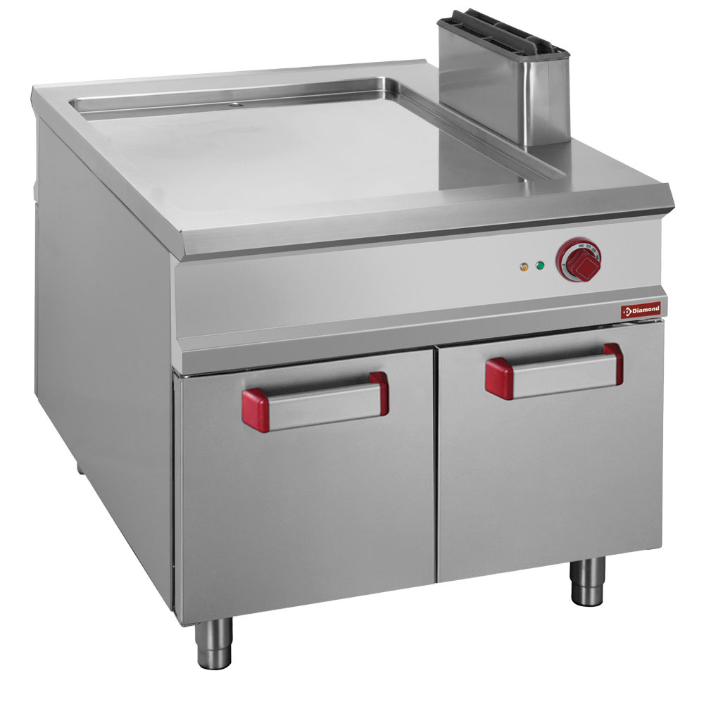 Smooth elec. fry top, chromium-plated, cupboard - PASS-THROUGH