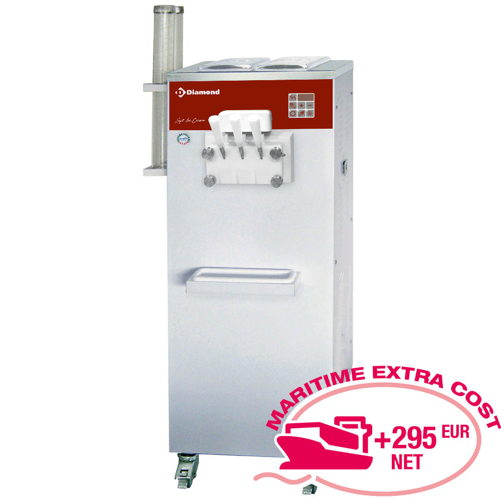 Soft ice-cream machine, 2 flavors + mixed ice-cream, 30 Kg/h, air condenser