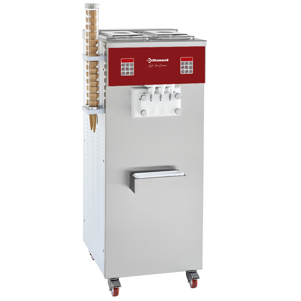 Soft ice-cream machine, 2 flavors + mixed ice-cream, 30 Kg/h, air condenser
