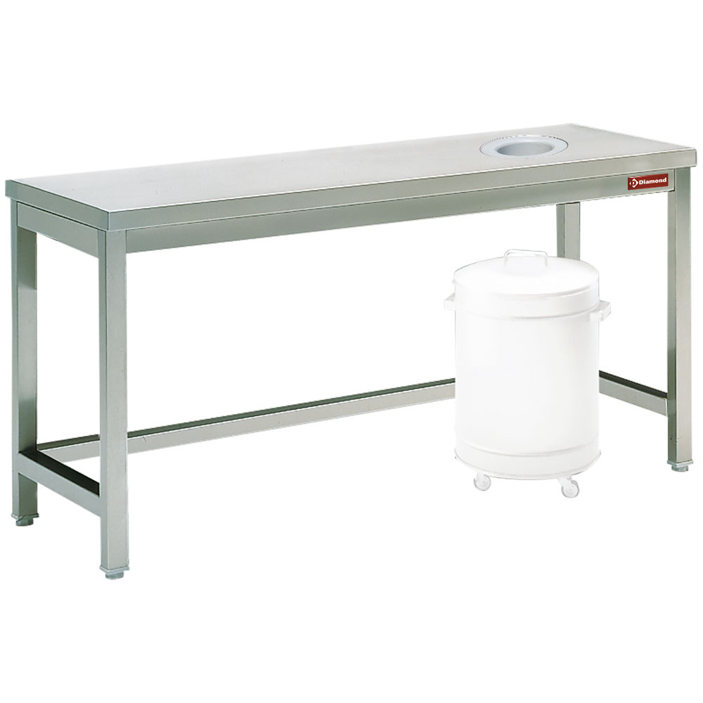 Sorting table with opening for waste