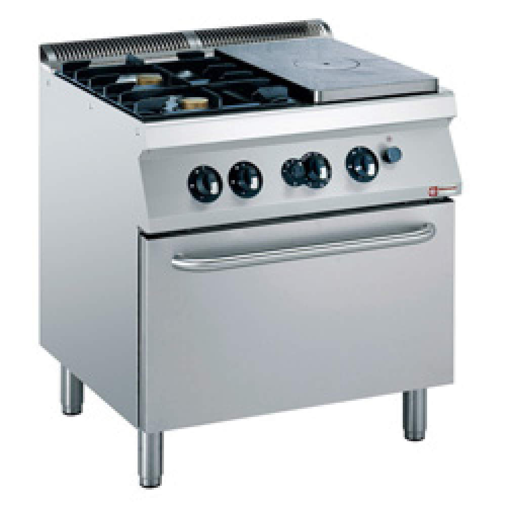 Stove 2 fires 5,5 kW + 1/2 firebreak plate + gas oven GN 2/1 "Medium 1700"
