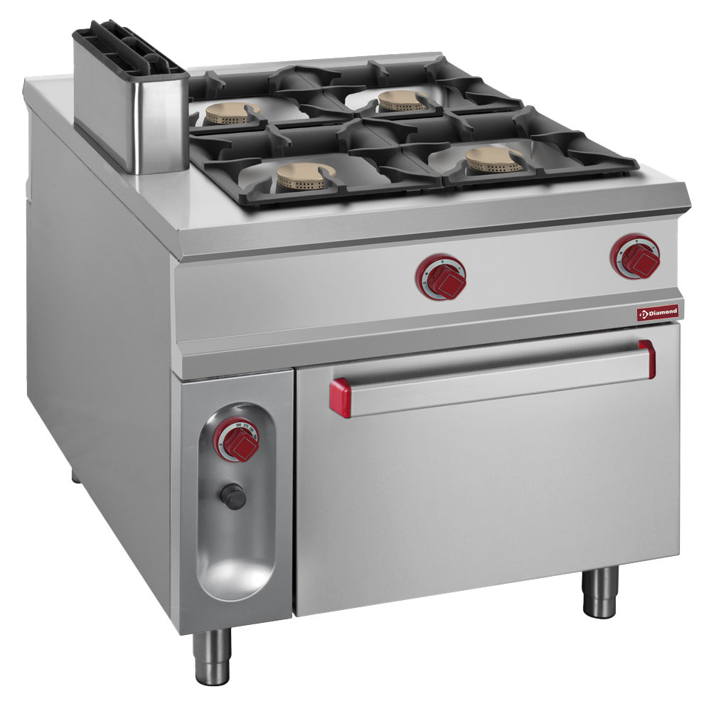 Stove 4 burners on gas oven GN 2/1 - PASS-THROUGH