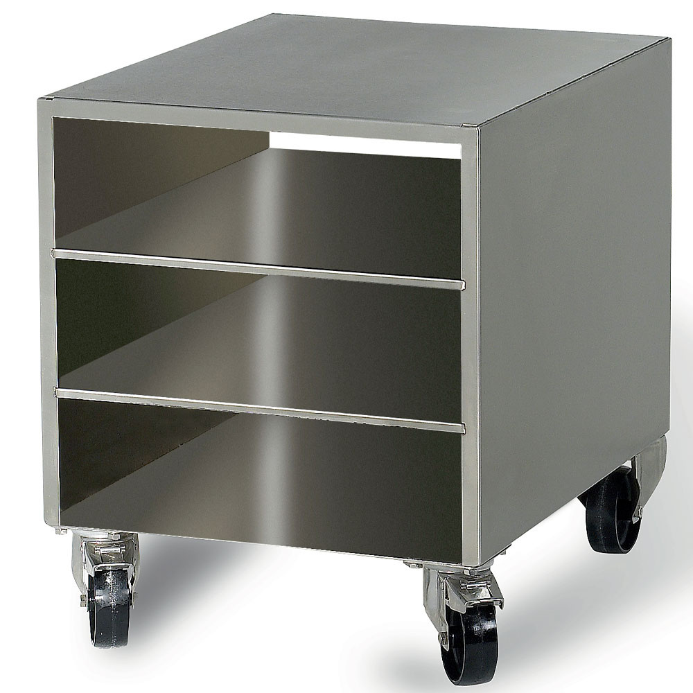 Support in stainless steel for vacuum machine, on wheels, removable