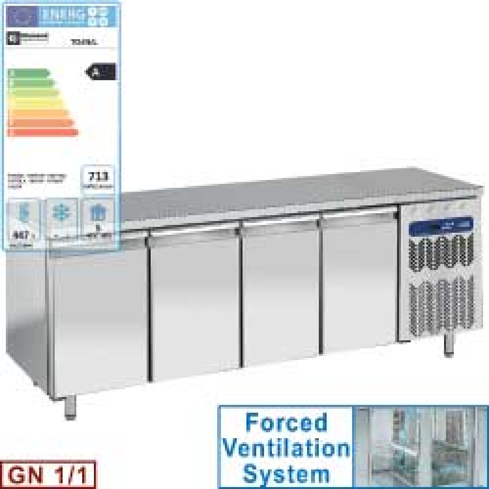 Ventilated refrigerated table, 4 doors GN 1/1