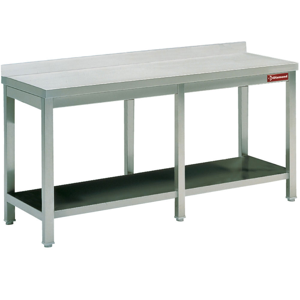Work table with  undershelf + rear edge 