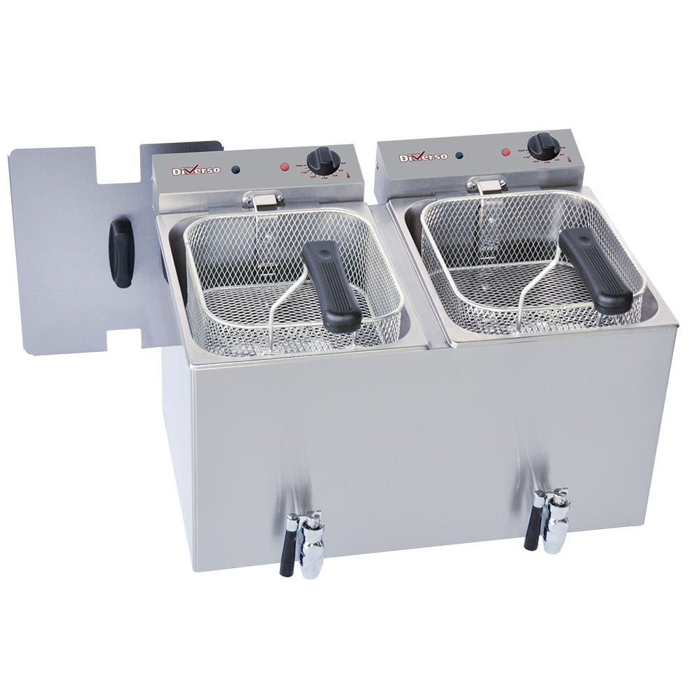 [WR-FED8-RV] Friteuse de table électrique 2x 8 litres + robinet de vidange