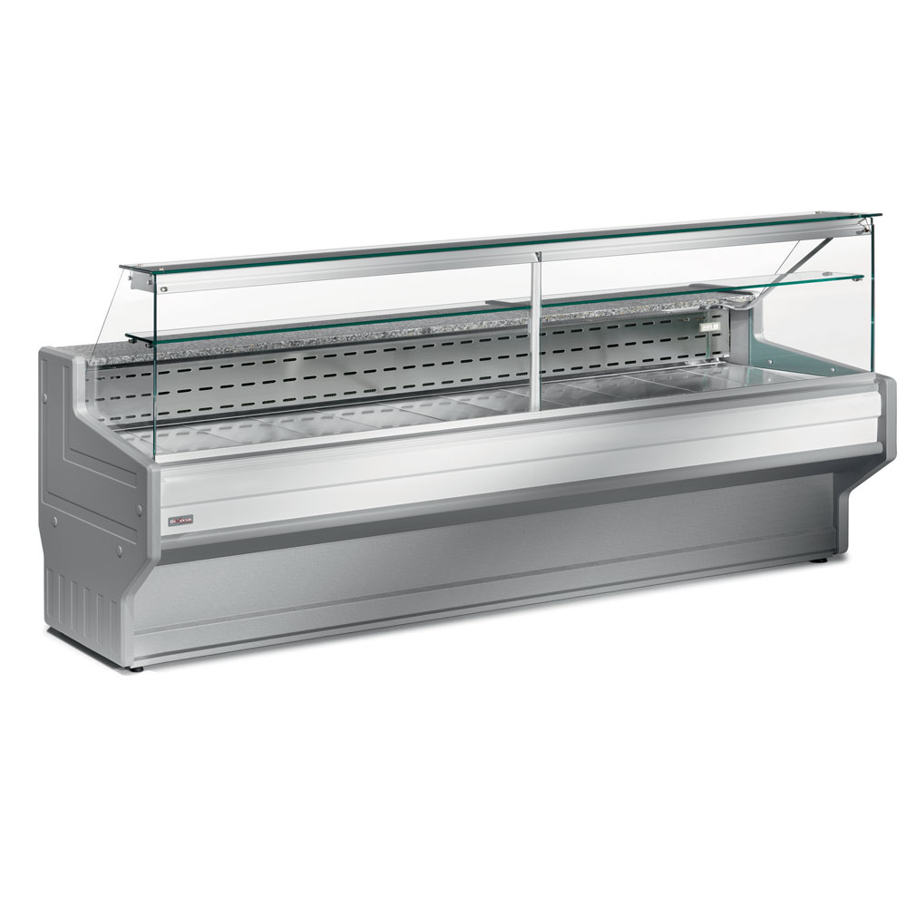 [WR-CVD2-20] Comptoir vitrine réfrigéré à vitre droite 90°, avec réserve