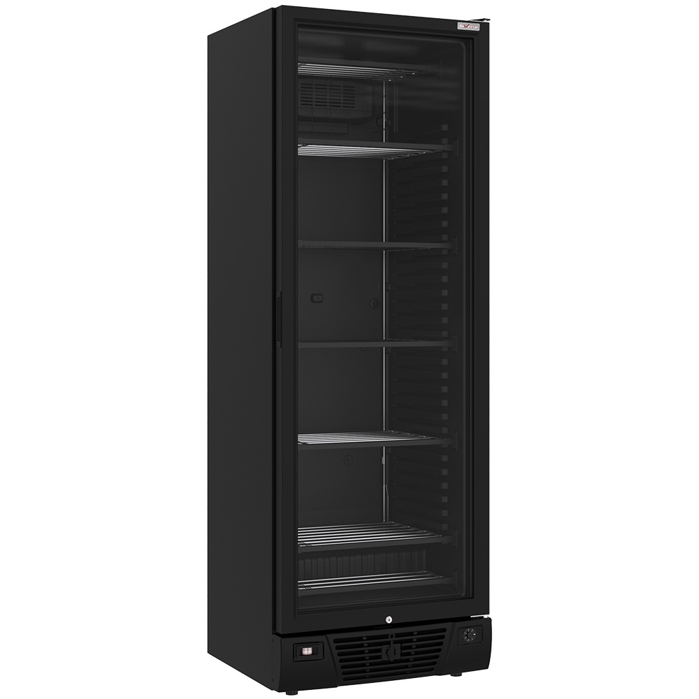 Vitrine ventilée négative vitrée 382 litres - 5 niveaux fixes - NOIRE