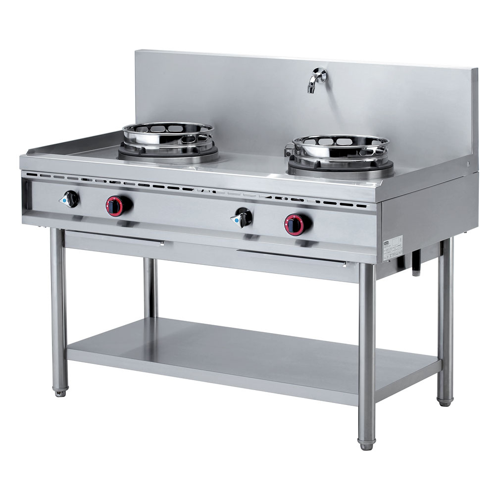 Fourneau wok gaz, 2 feux (2x 13 kW)