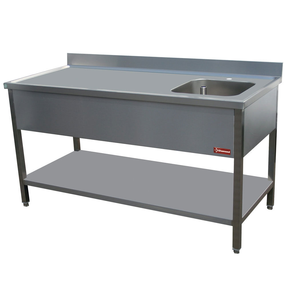 [TV1871D-D] Table de chef 1 cuve 400x400h250 Dx ég.+  