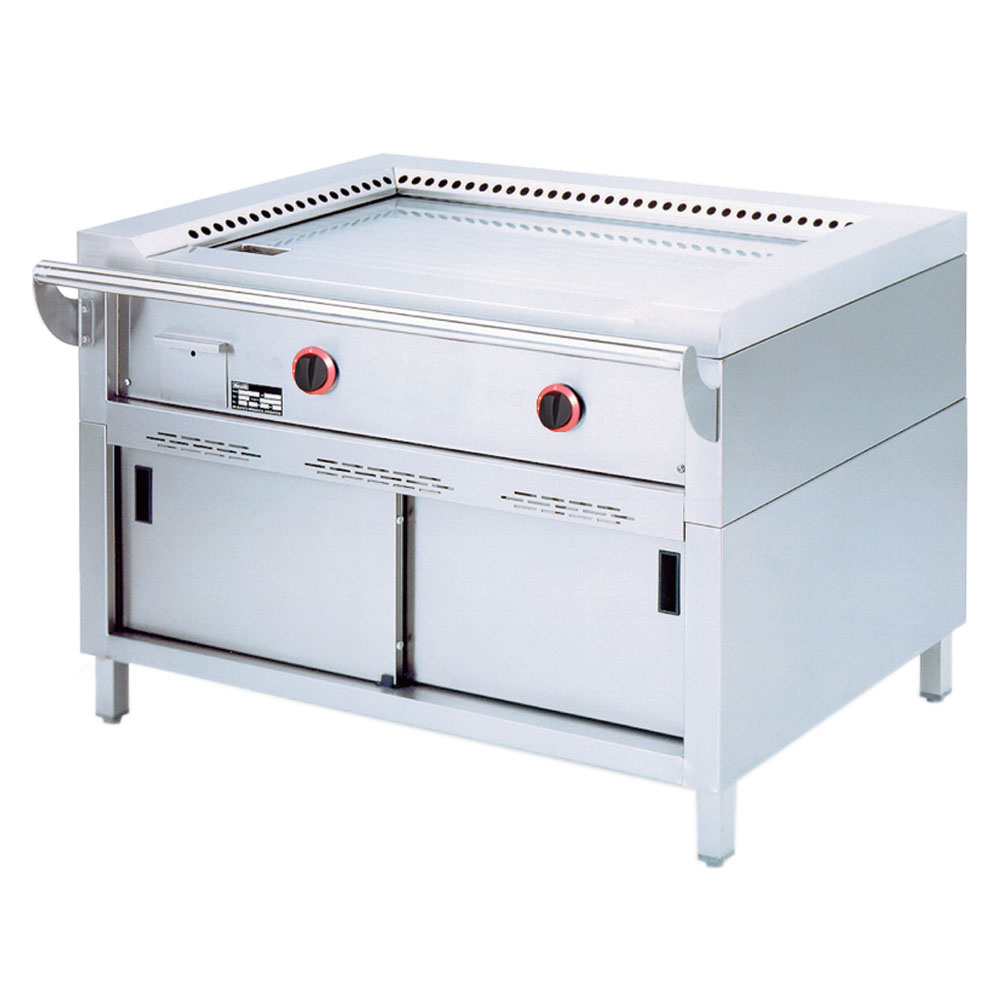 Plaque "Teppanyaki" gaz, 2 zones (2x 7 kW), sur armoire