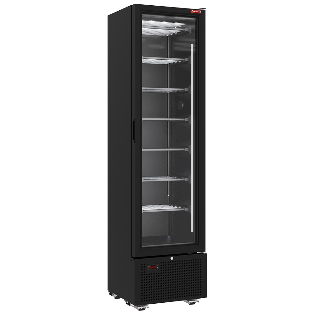 Vitrine ventilée négative vitrée 221 litres - 7 niveaux fixes - NOIRE