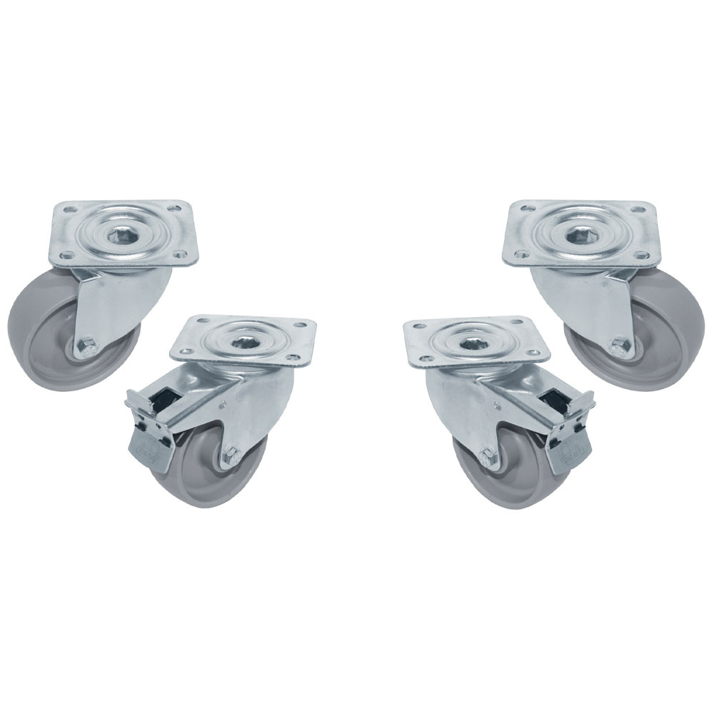 [RAG4-RE] Kit 4 roues Ø100 pivotantes armoires, 2 avec freins 