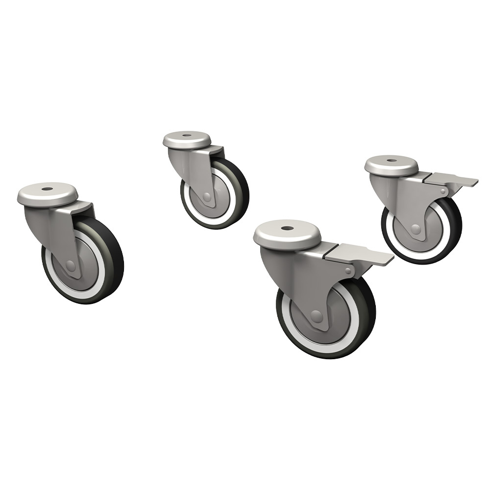 [PR-GBT-T] Kit 4 roues pivotantes "galvanisées", cellules, 2 avec freins 