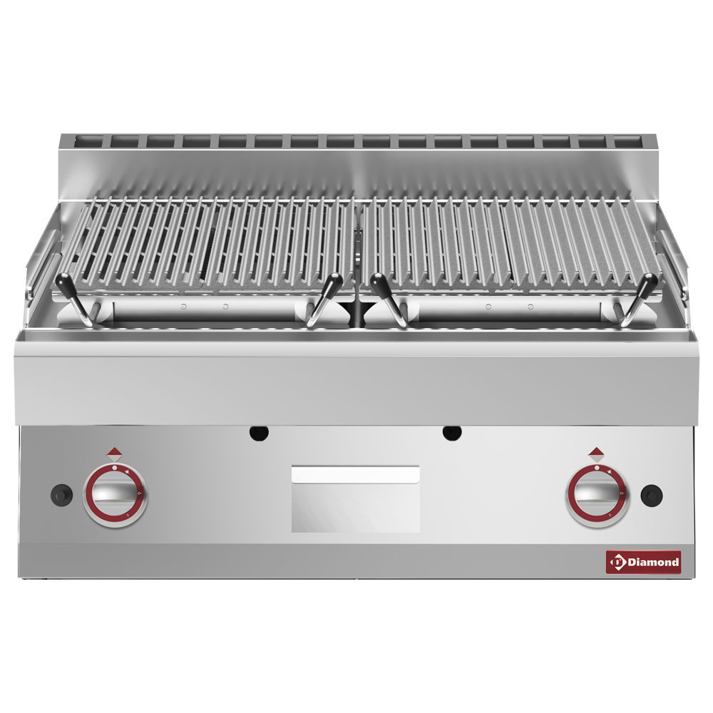 [PLX87-PN] Grill pierre de lave, 1/1 module, grille en fonte "double face"