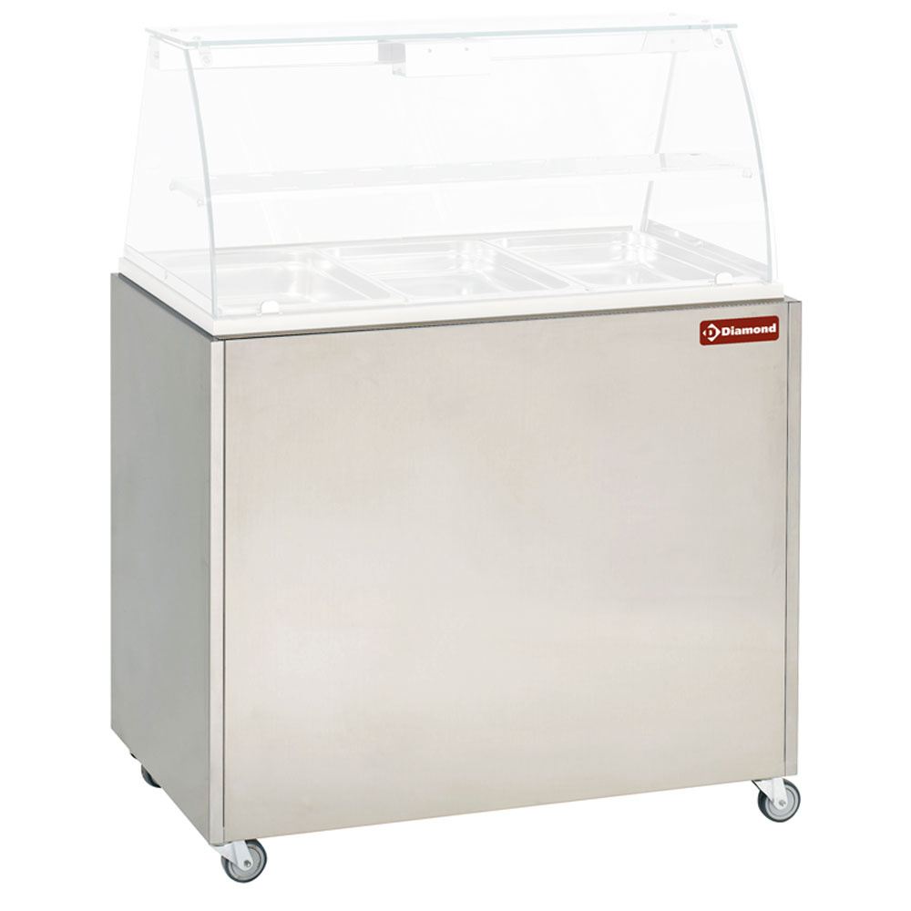[MEX-RG3] Meuble inox support vitrine VBE-311, sur roulettes
