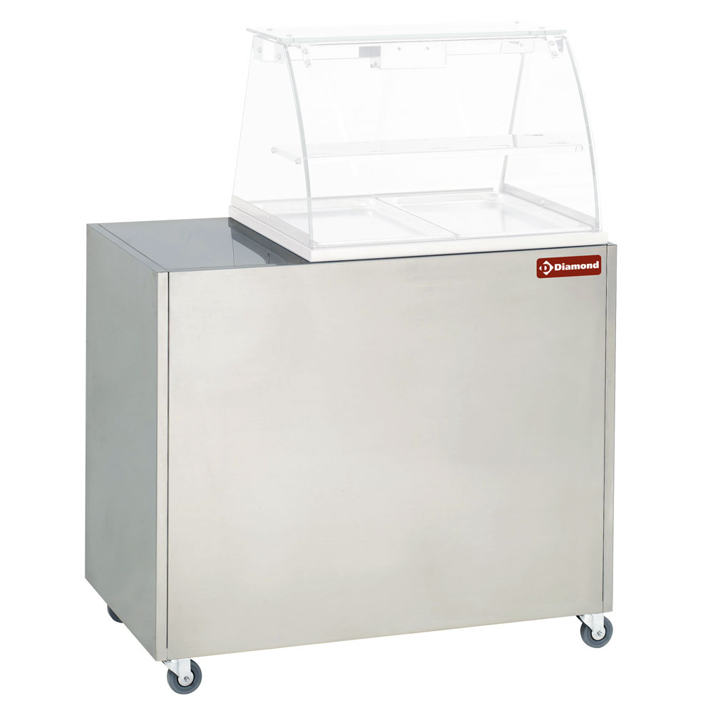 [MEX-RG2] Meuble inox support vitrine VBE-211, sur roulettes