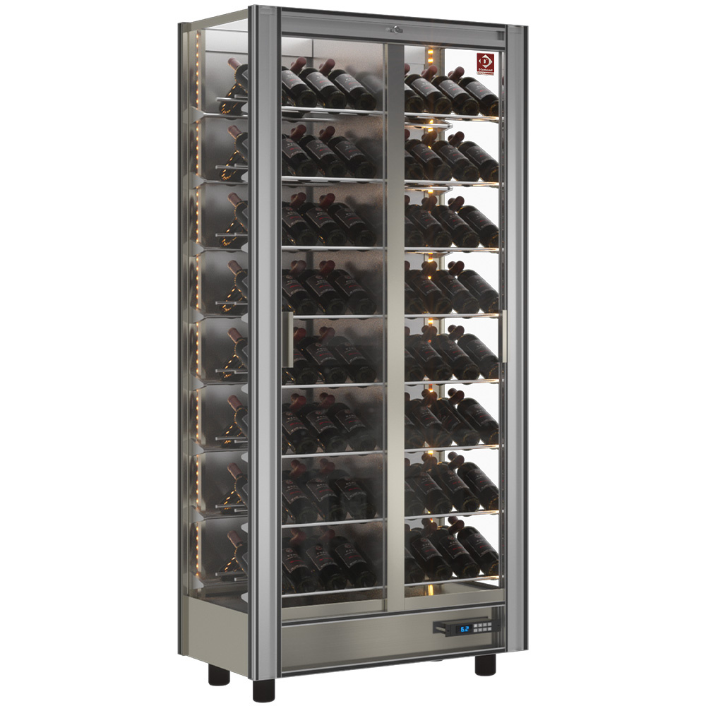 [GVV-2-R2_DE53-BI-LIQ] Vitrine réfrigérée à vins Lt. 530 - Modulable + Déco vitrine 530 Lt. Blanc mat- magnétique