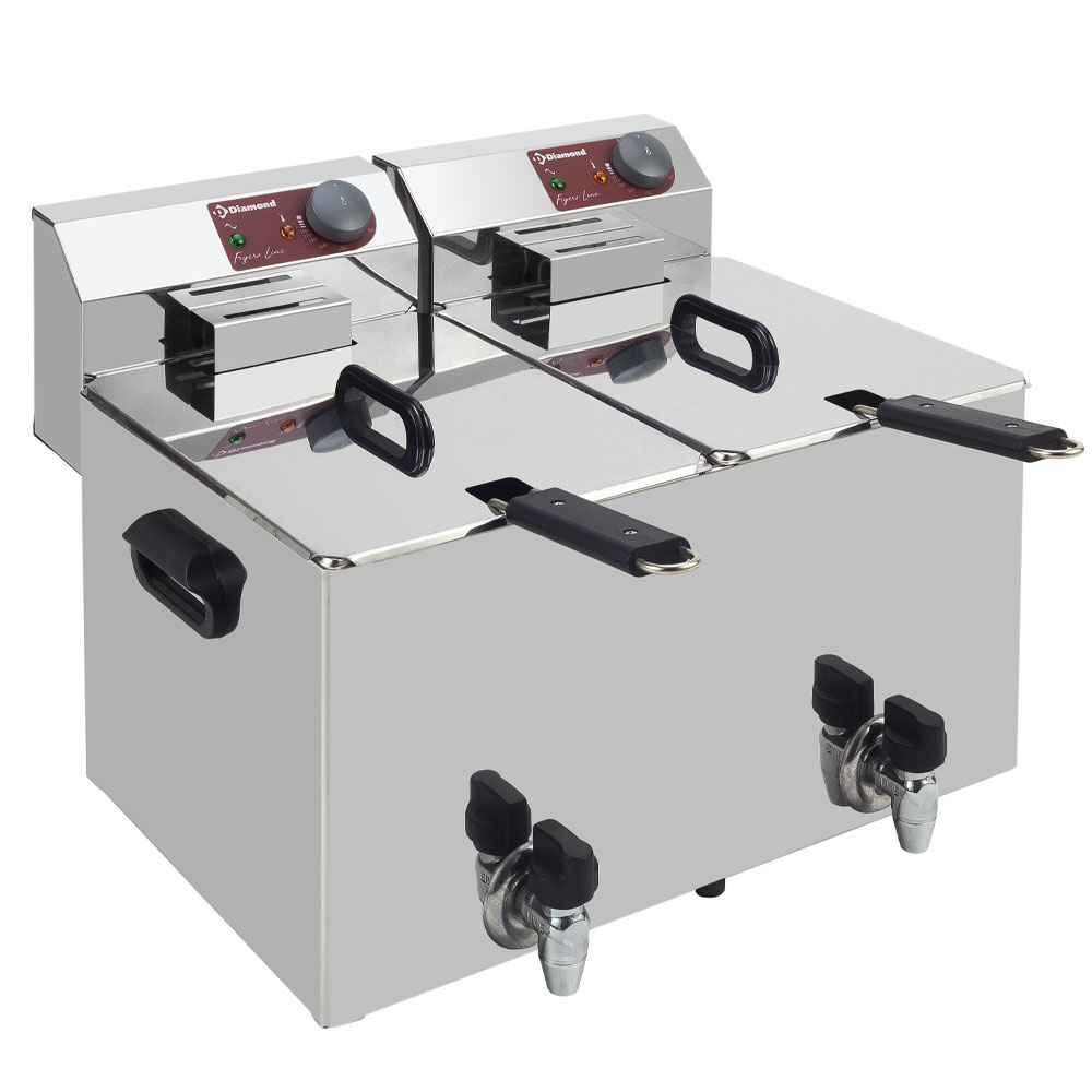 [EF82-KN] Friteuse de table électrique 2x 8 litres + robinet de vidange