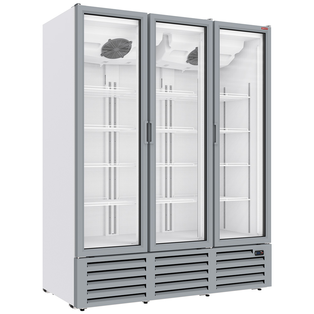 Vitrine ventilée positive 1455 litres, 3 portes battantes - BLANCHE