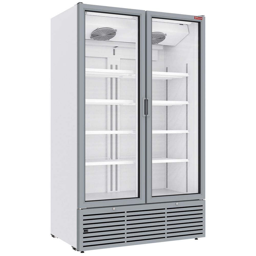 Vitrine ventilée positive 1142 litres, 2 portes battantes - BLANCHE