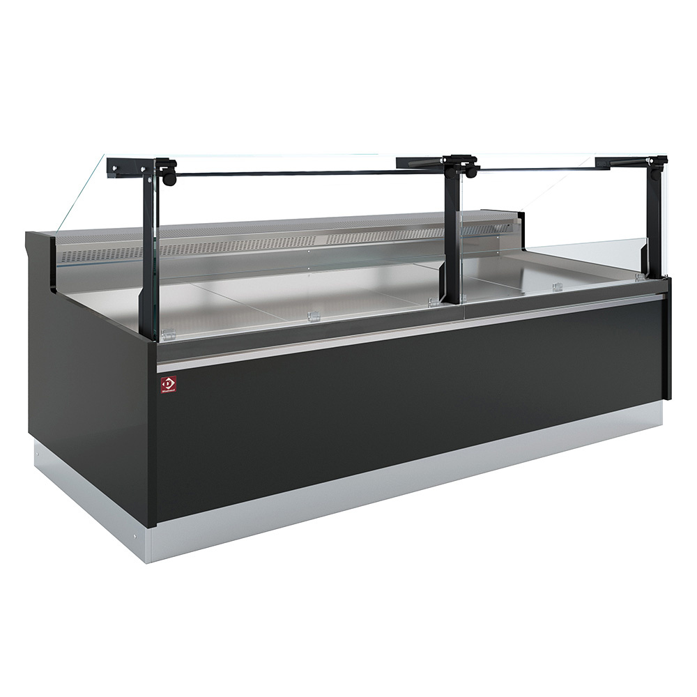 Comptoir ventilé, avec réserve, vitre verticale 90° avec relevage à piston - FULL BLACK