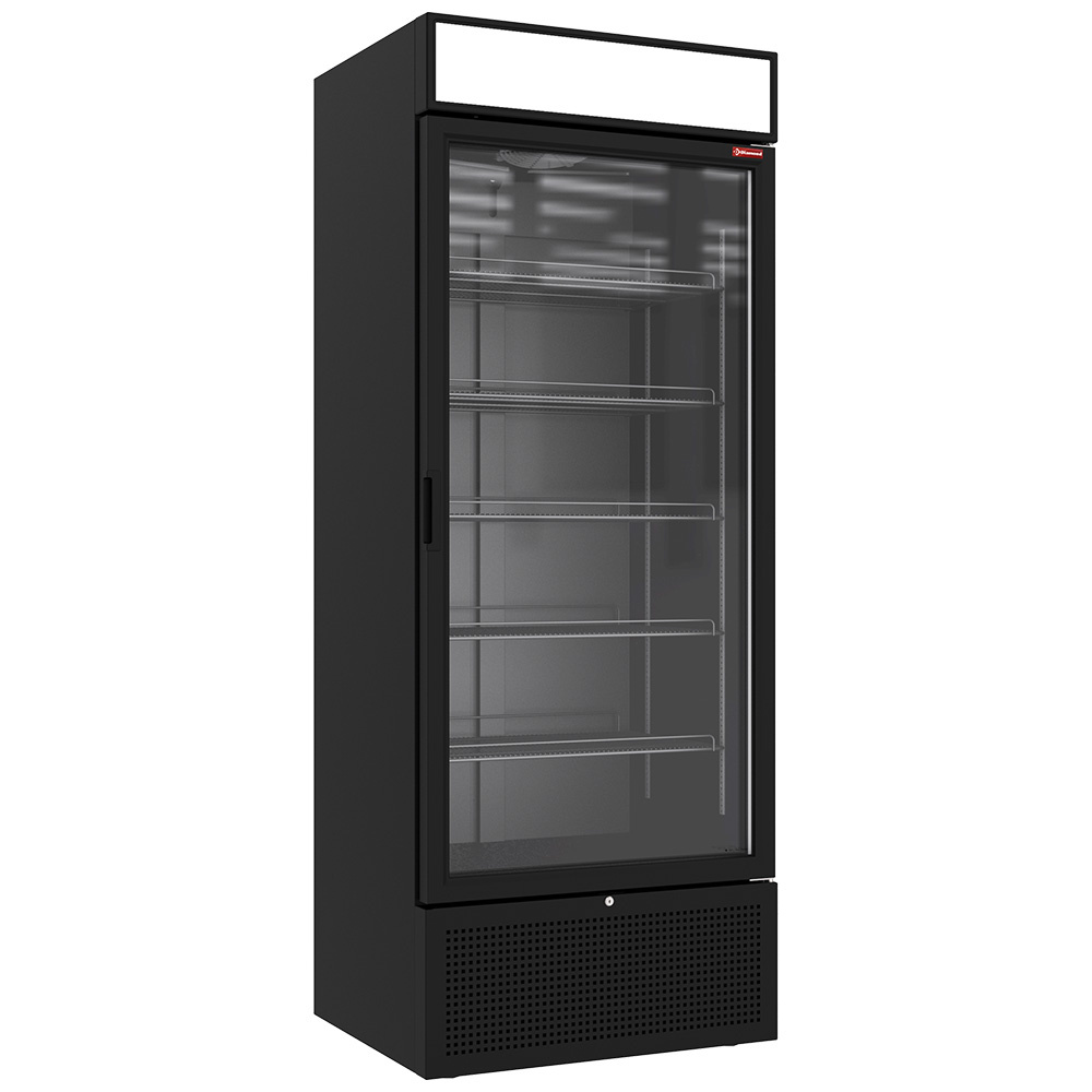Vitrine ventilée positive 715 litres NOIRE avec caisson lumineux