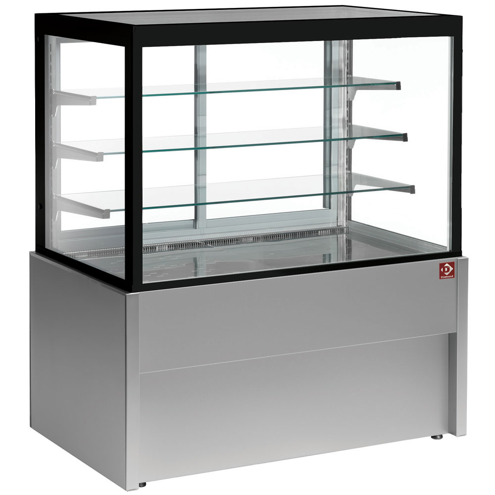[CB15HT-G5-P] Comptoir vitrine panoramique, chauffante, 4 niveaux, sans réserve - GRIS