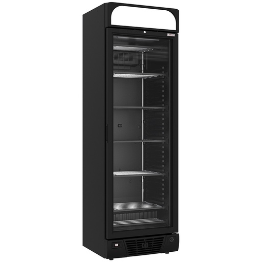 [WR-39CA-BN] Vitrine ventilée négative vitrée 374  litres - 5 niveaux fixes avec caisson lumineux - NOIRE