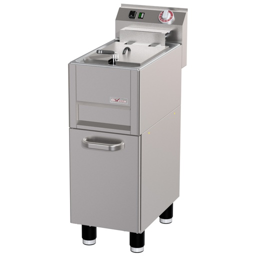 13 liter electric fryer on cabinet, with drain